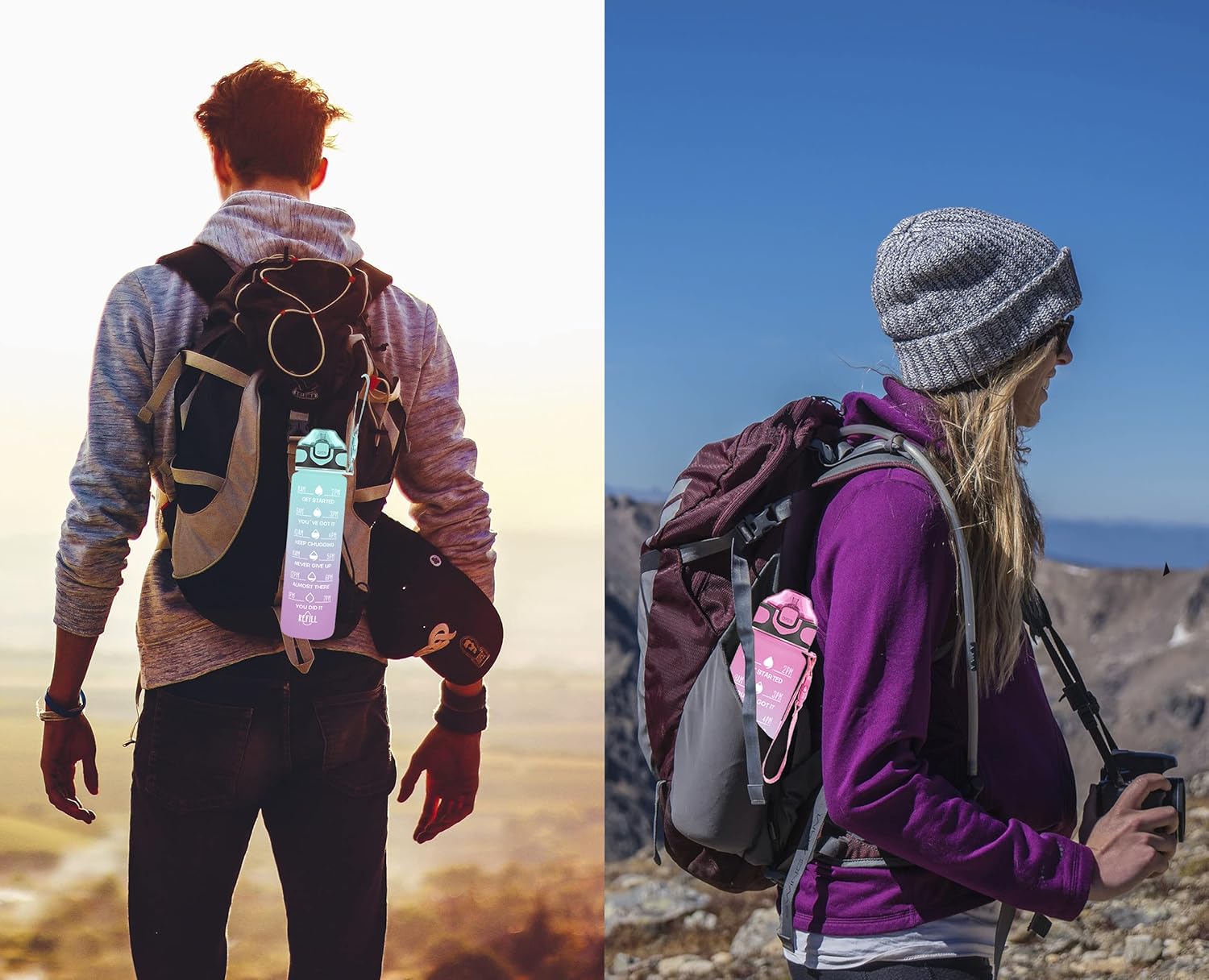 Enerbone 32 oz Drinking Water Bottle with Times to Drink and Straw, Motivational with Carrying Strap, Leakproof BPA & Toxic Free, Ensure You Drink Enough Water for Fitness Gym Outdoor